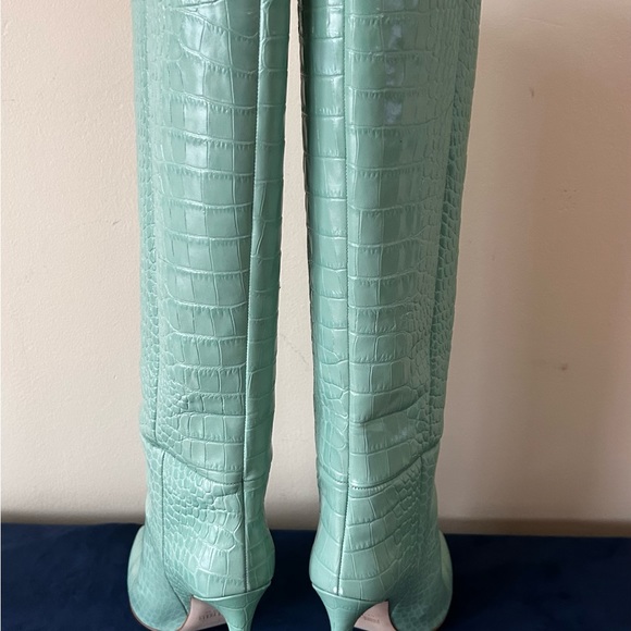 Paris Texas Women's Green Croc-effect Leather Knee-high Boots - Picture 4 of 12